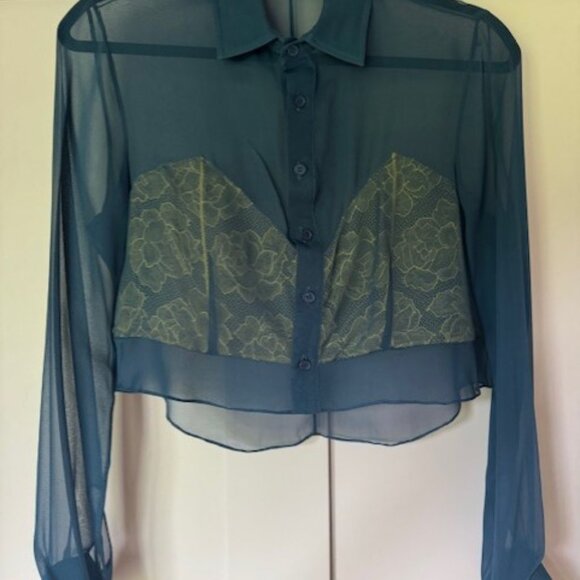 BNWT Fleur Du Mal Blouse + SKirt silk + attached neon lingerie - Picture 9 of 16
